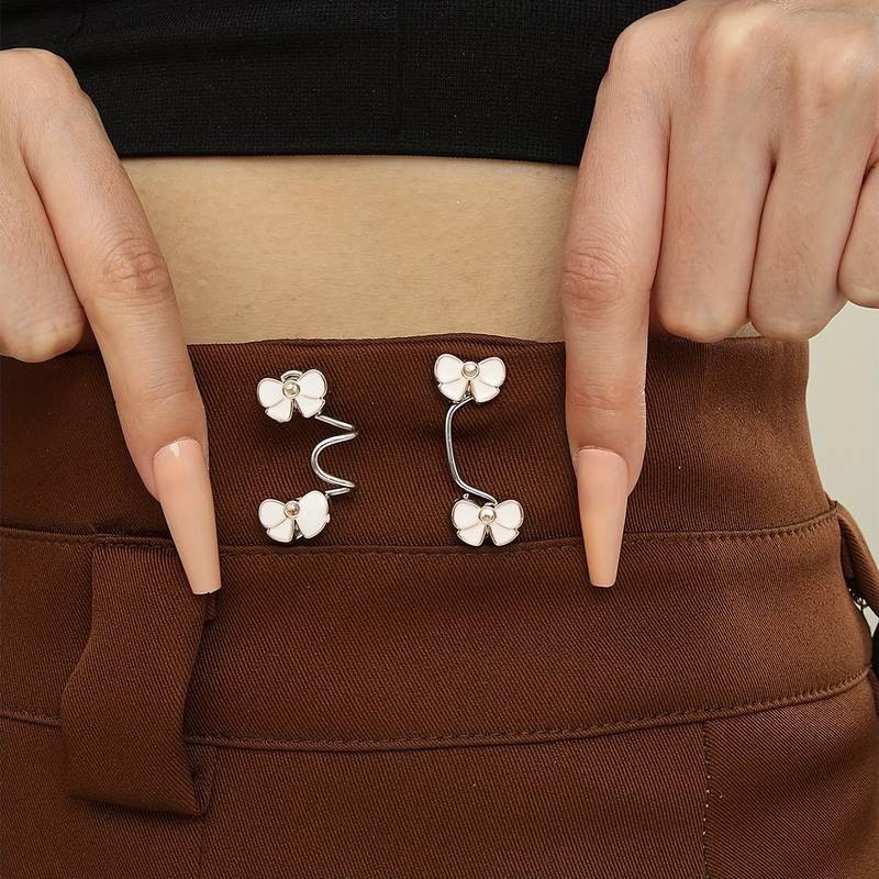 1 Pair Butterflies Buckle Pant Waist Tightener Detachable Waist Buttons Pins Belts Accessories Pants, Trousers Clips No Sewing Waistband Tightener